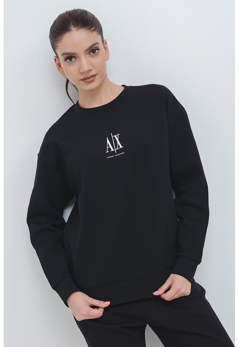 Суитшърт с памук с овално деколте ARMANI EXCHANGE