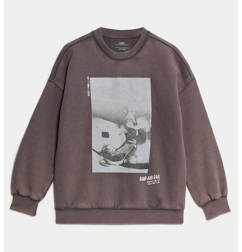 Суитшърт с шарка и паднали ръкави Marks  Spencer