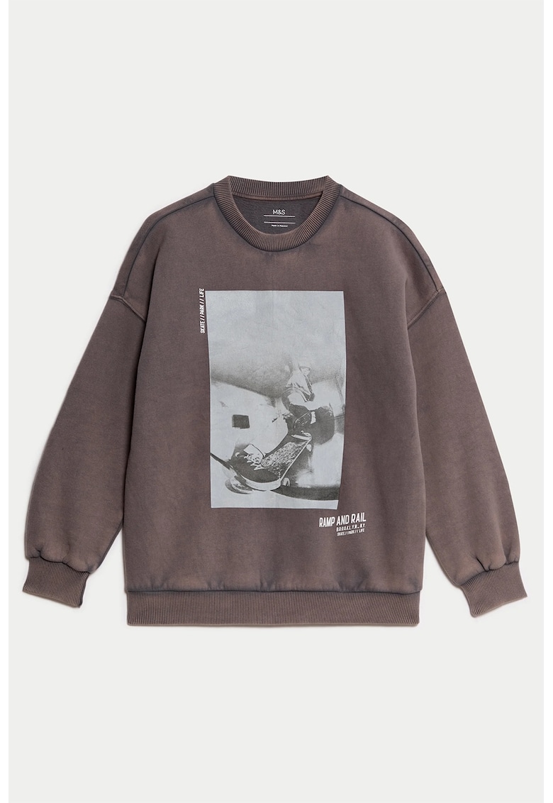 Суитшърт с шарка и паднали ръкави Marks  Spencer