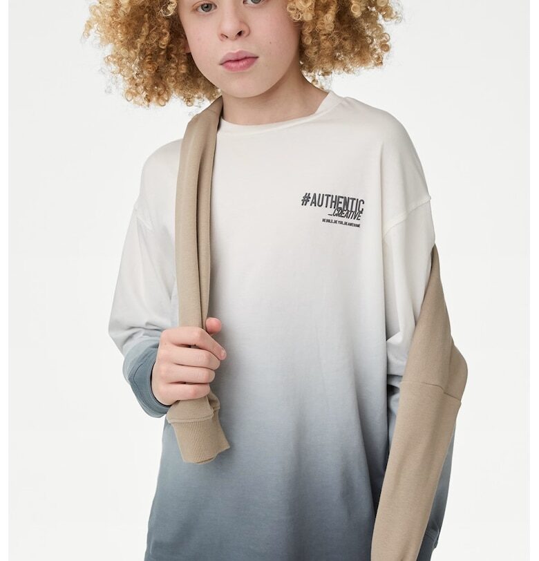 Суитшърт с шарка тип батик и надписи Marks  Spencer