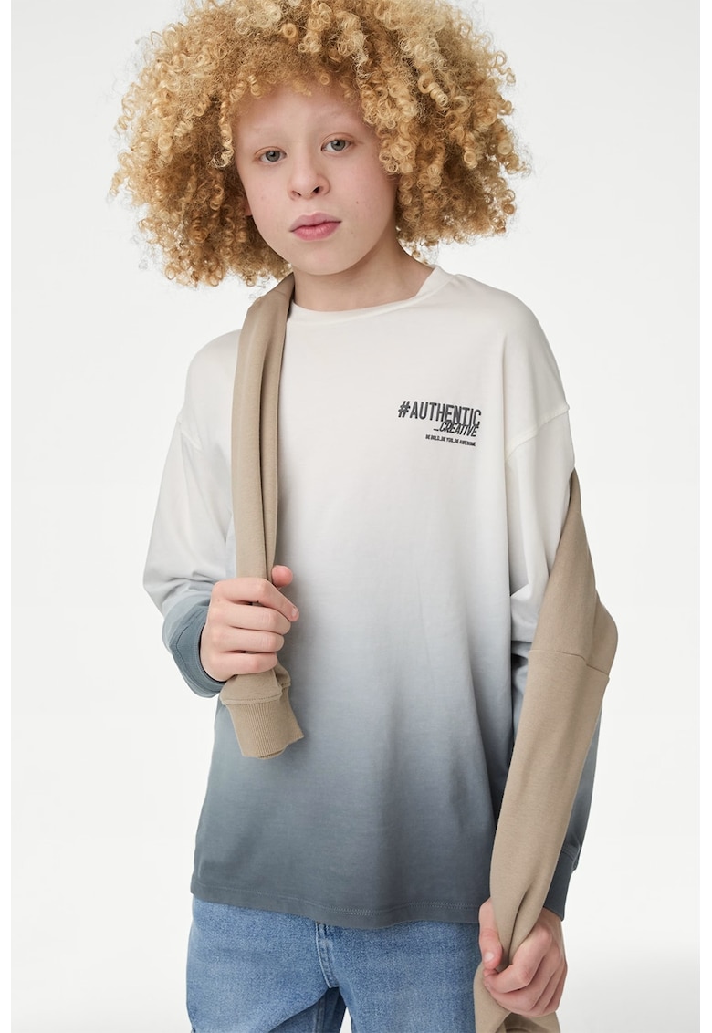 Суитшърт с шарка тип батик и надписи Marks  Spencer