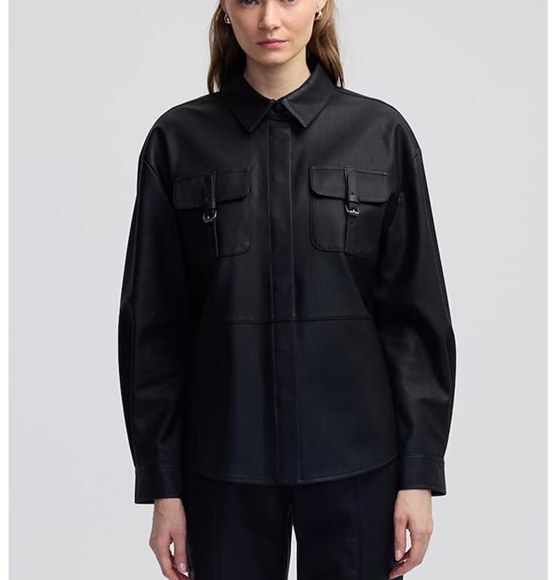 Сяободно яке от еко кожа с паднали ръкави Ipekyol