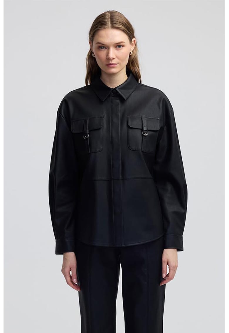 Сяободно яке от еко кожа с паднали ръкави Ipekyol