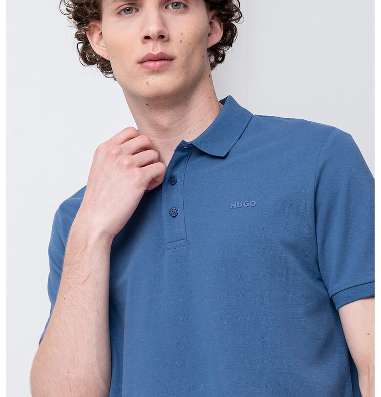 Тениска Donos от памучно пике с яка HUGO