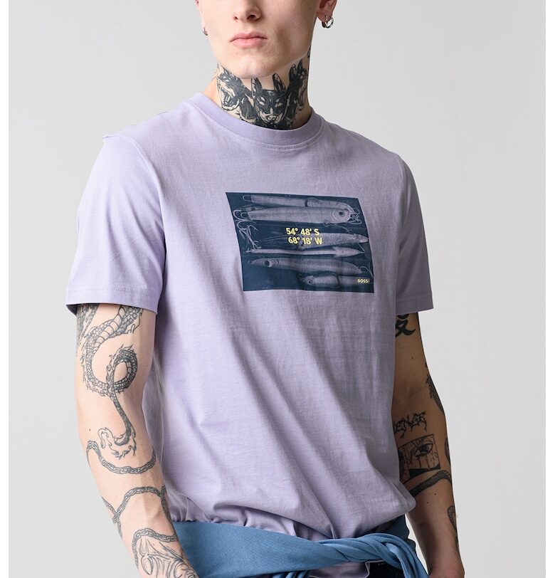 Тениска Dune с овално деколте и принт BOSS