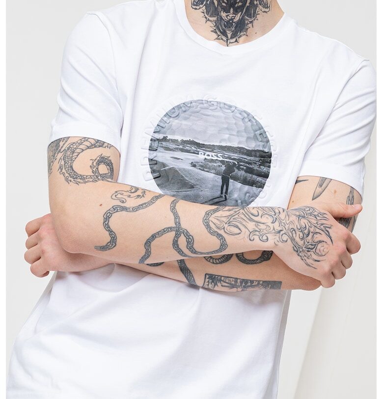 Тениска Heritage с памук и фотопринт BOSS