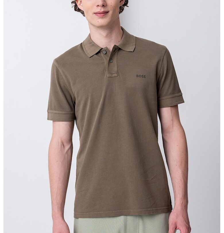 Тениска Prime от памучно пике с яка BOSS