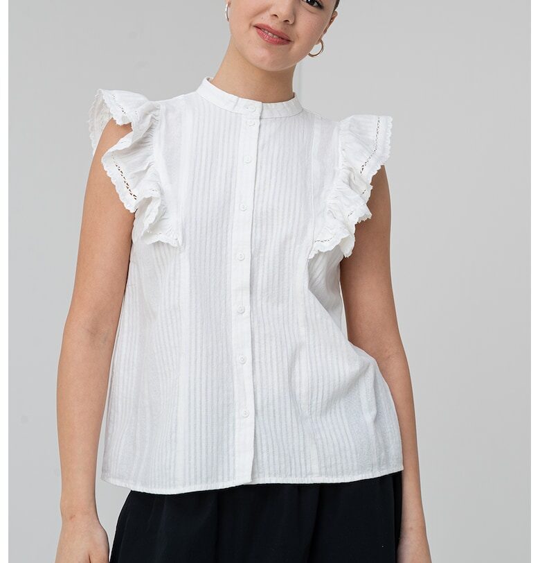 Тениска от органичен памук с копчета и набиране Pieces