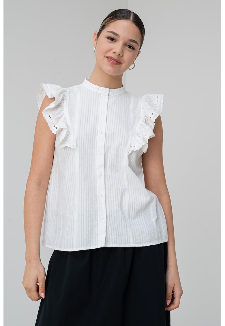 Тениска от органичен памук с копчета и набиране Pieces