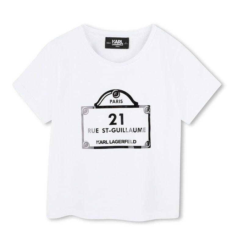 Тениска от памук с лого KARL LAGERFELD KIDS