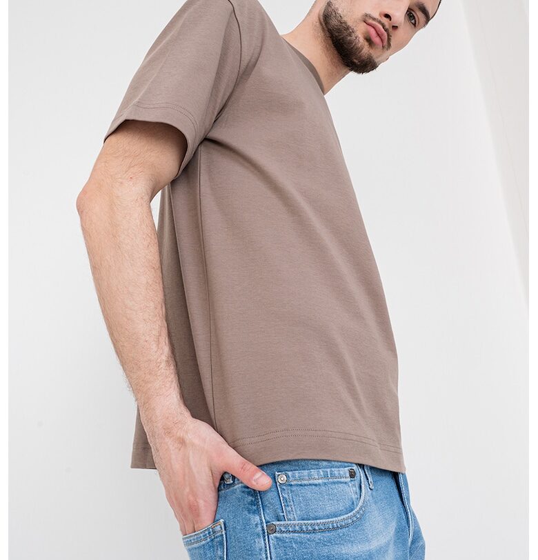 Тениска от памук с овално деколте CALVIN KLEIN