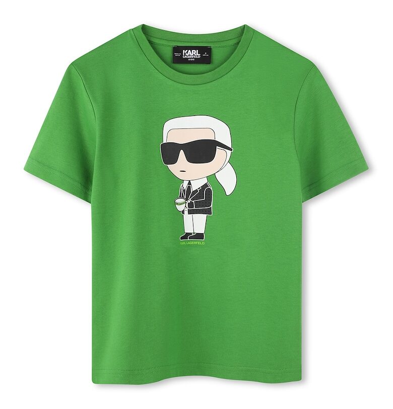 Тениска от памук с овално деколте и лого KARL LAGERFELD KIDS
