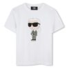 Тениска от памук с овално деколте и лого KARL LAGERFELD KIDS