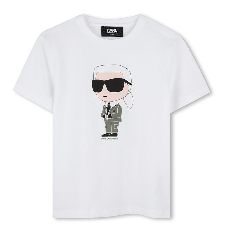 Тениска от памук с овално деколте и лого KARL LAGERFELD KIDS