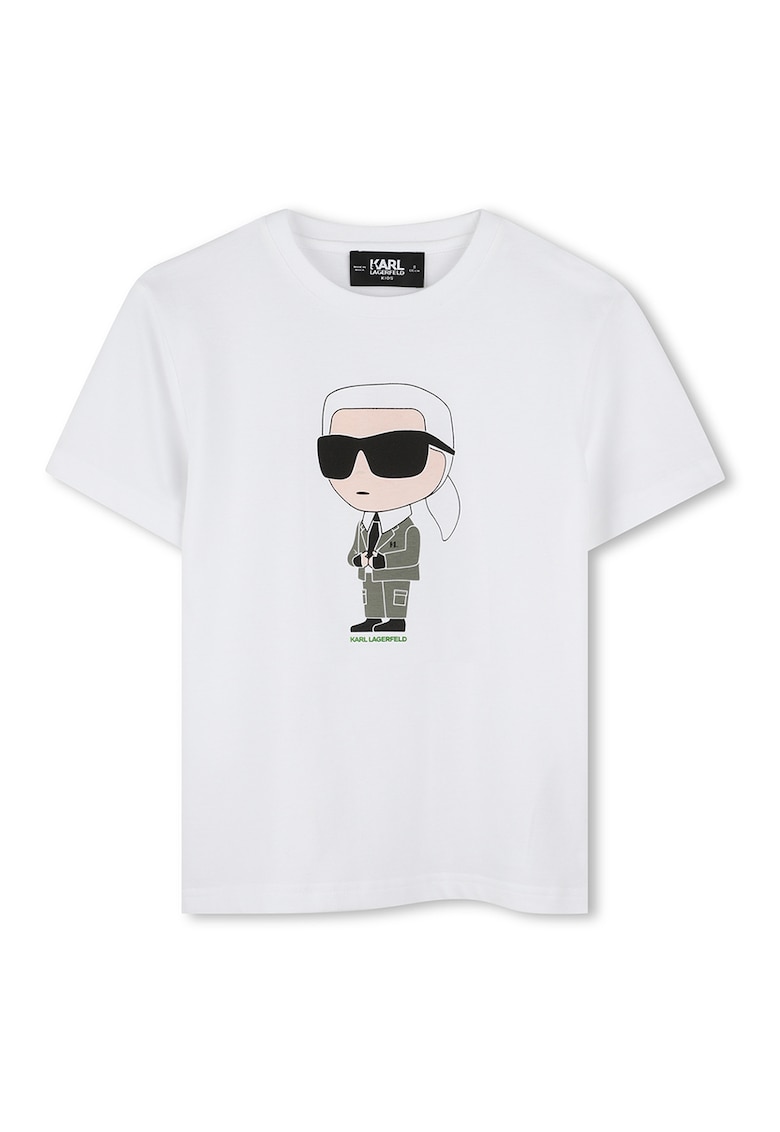 Тениска от памук с овално деколте и лого KARL LAGERFELD KIDS