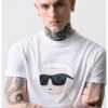 Тениска от памук с овално деколте и лого Karl Lagerfeld