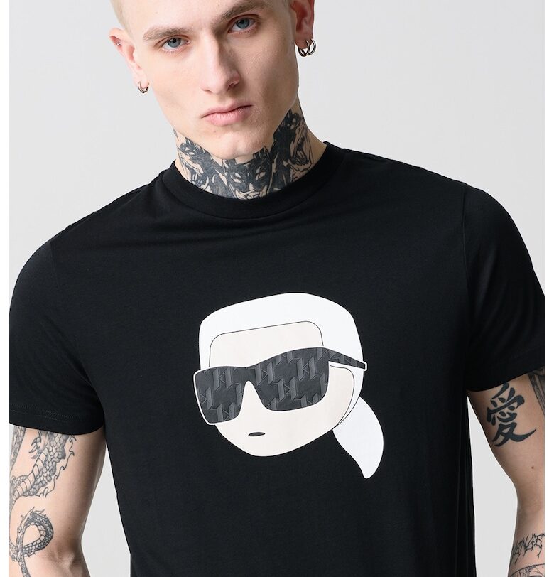 Тениска от памук с овално деколте и лого Karl Lagerfeld