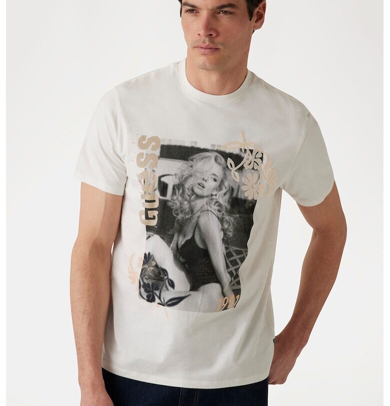 Тениска от памук с фото щампа GUESS
