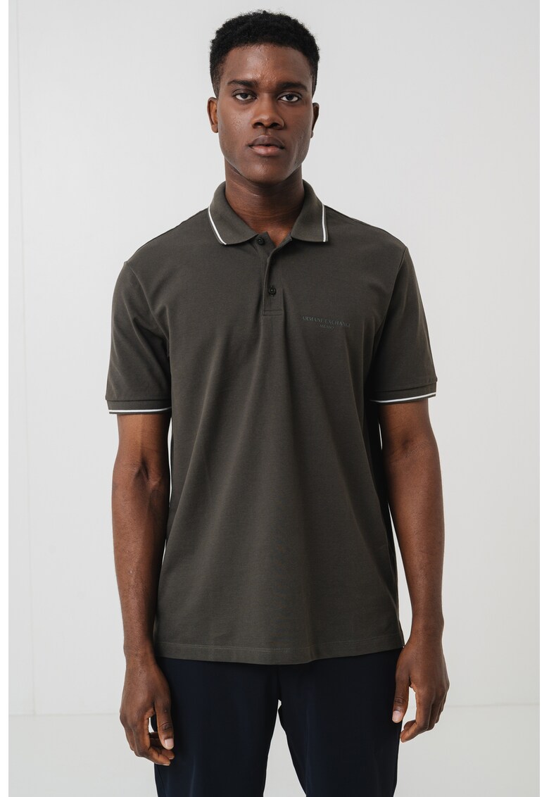 Тениска от памук с яка ARMANI EXCHANGE