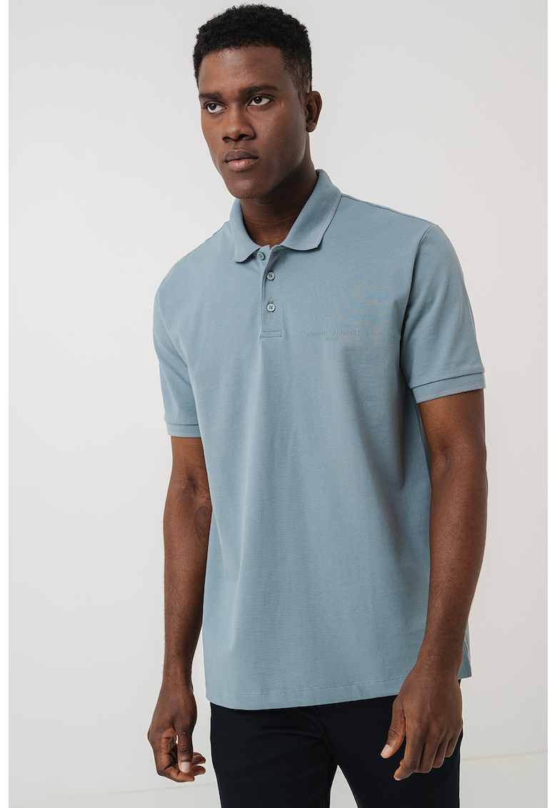 Тениска от памук с яка ARMANI EXCHANGE