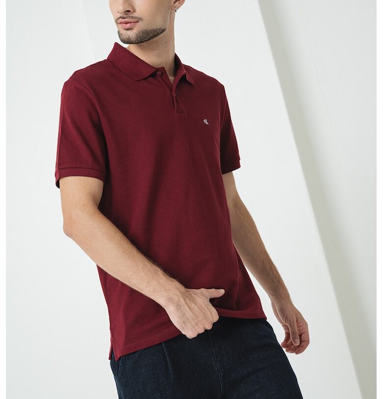 Тениска от памучно пике с яка CALVIN KLEIN JEANS