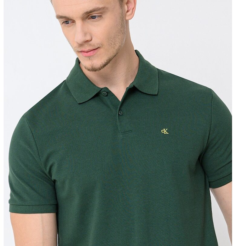 Тениска от памучно пике с яка CALVIN KLEIN JEANS