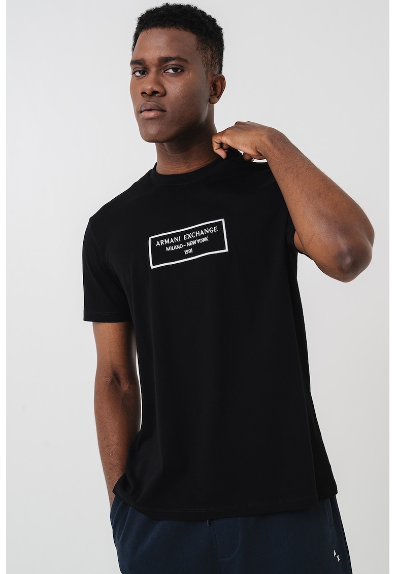 Тениска с бродирано лого ARMANI EXCHANGE