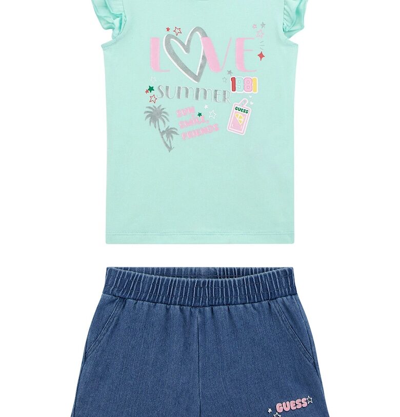 Тениска с графика и шорти GUESS KIDS