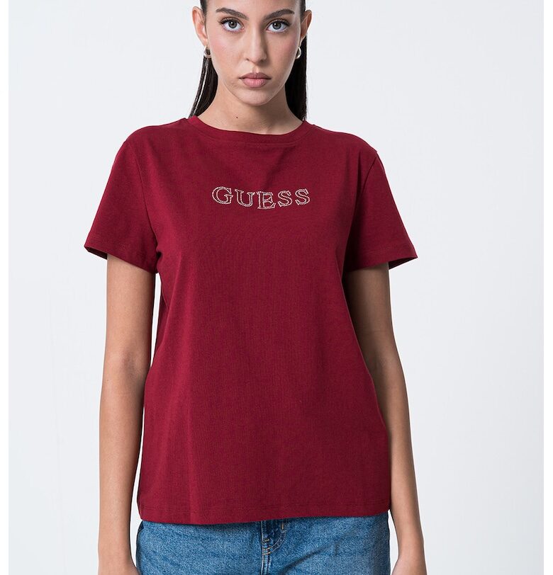 Тениска с декоративни камъни GUESS