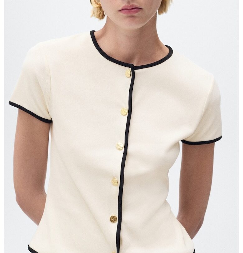 Тениска с декоративни копчета Mango