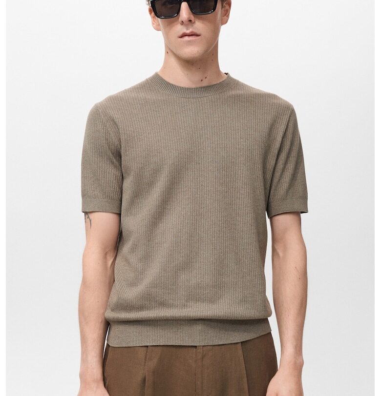 Тениска с лен Mango