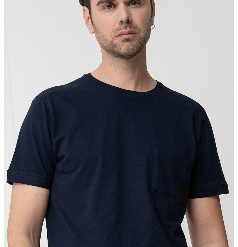 Тениска с лен и джоб на гърдите United Colors of Benetton