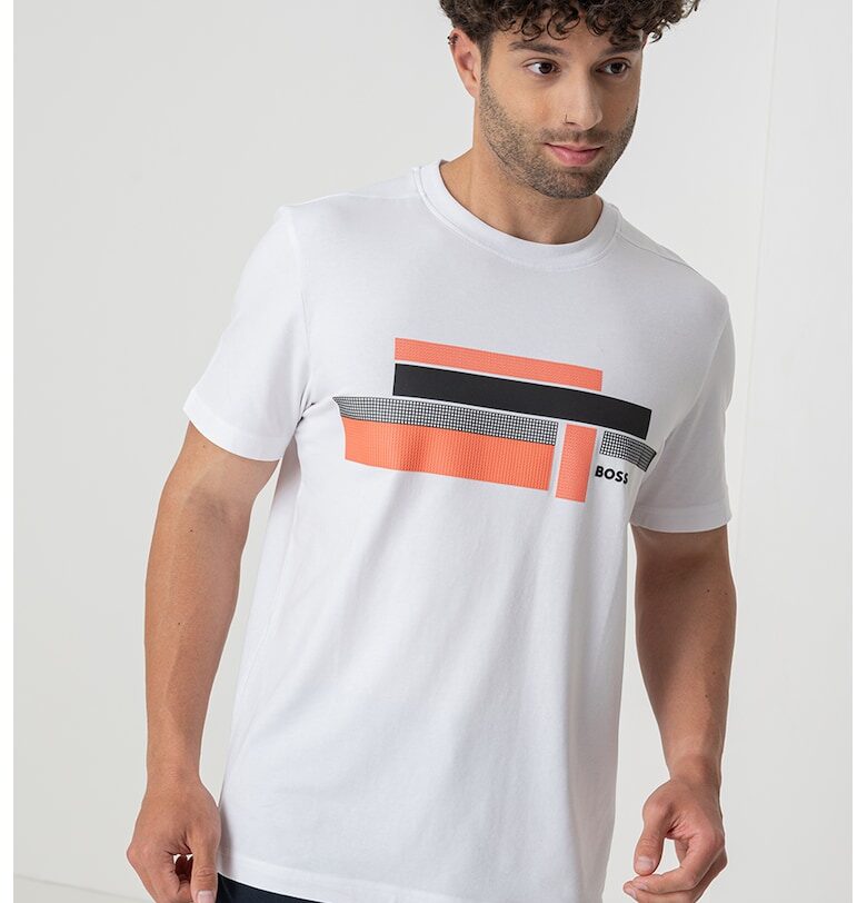 Тениска с лиосел Glamping с овално деколте BOSS