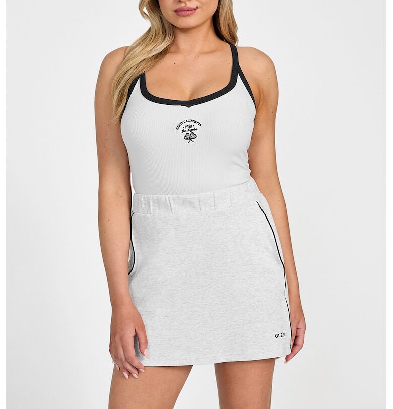 Тениска с лого и квадратно деколте GUESS