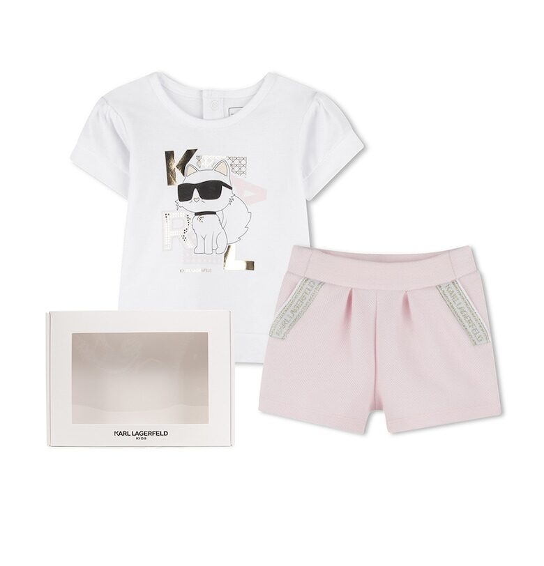 Тениска с лого и къс панталон - 2 части KARL LAGERFELD KIDS