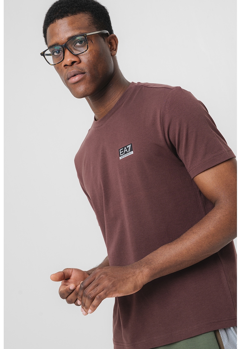 Тениска с лого и овално деколте EA7