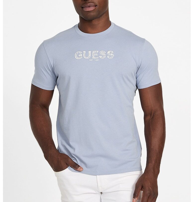 Тениска с лого и овално деколте GUESS
