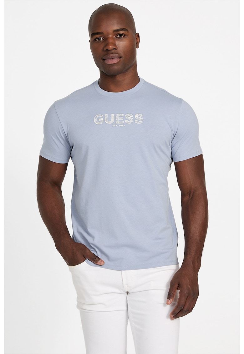Тениска с лого и овално деколте GUESS
