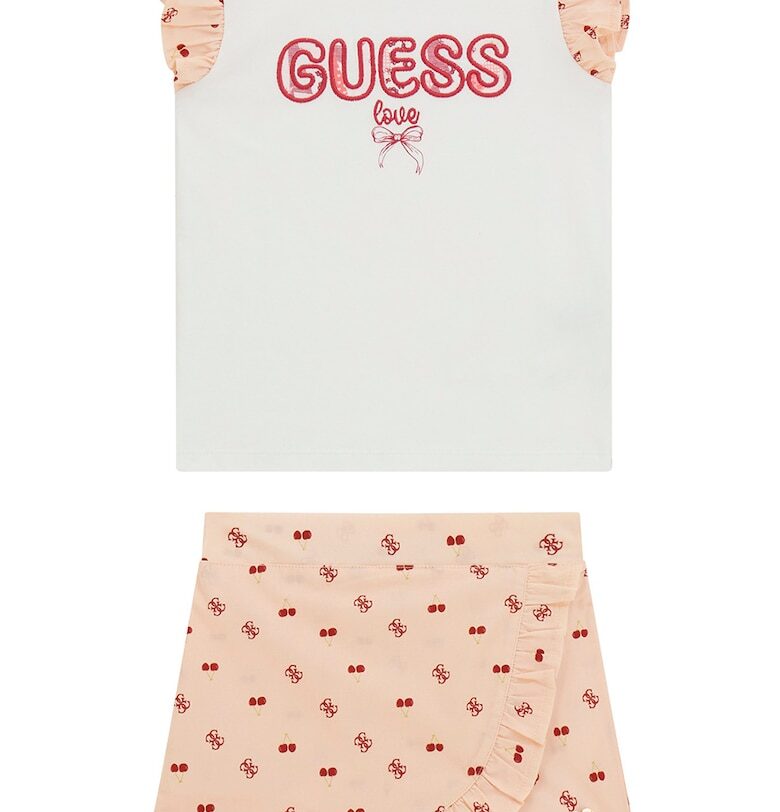Тениска с лого и скорт с набиране GUESS KIDS
