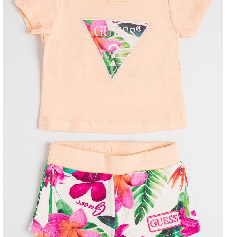 Тениска с лого и флорални шорти GUESS KIDS