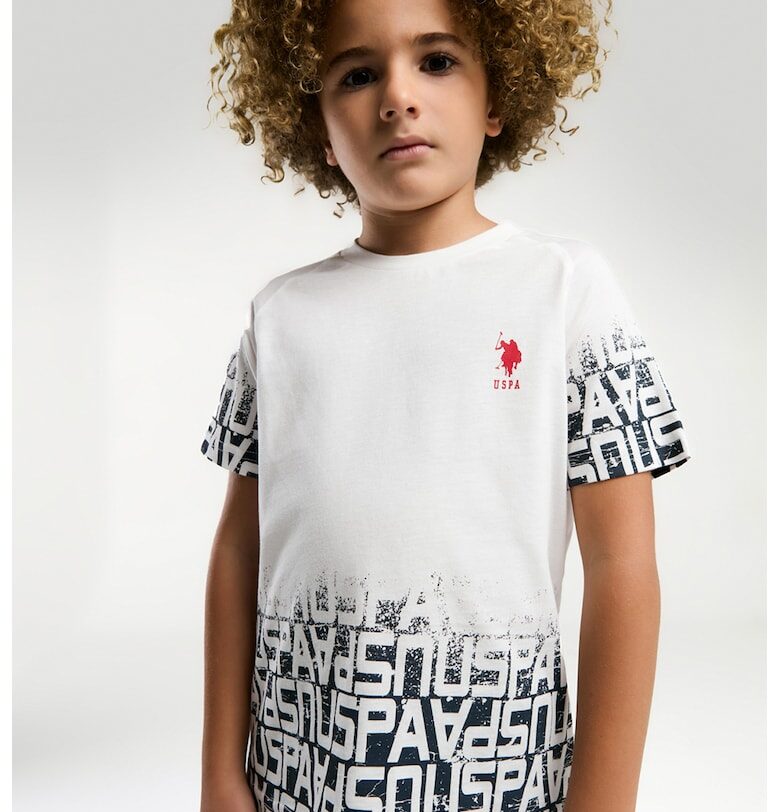 Тениска с лого и шорти с регулираща се талия US Polo Assn