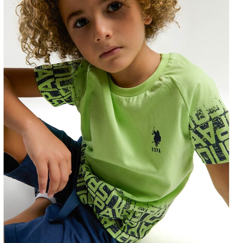 Тениска с лого и шорти с регулираща се талия US Polo Assn