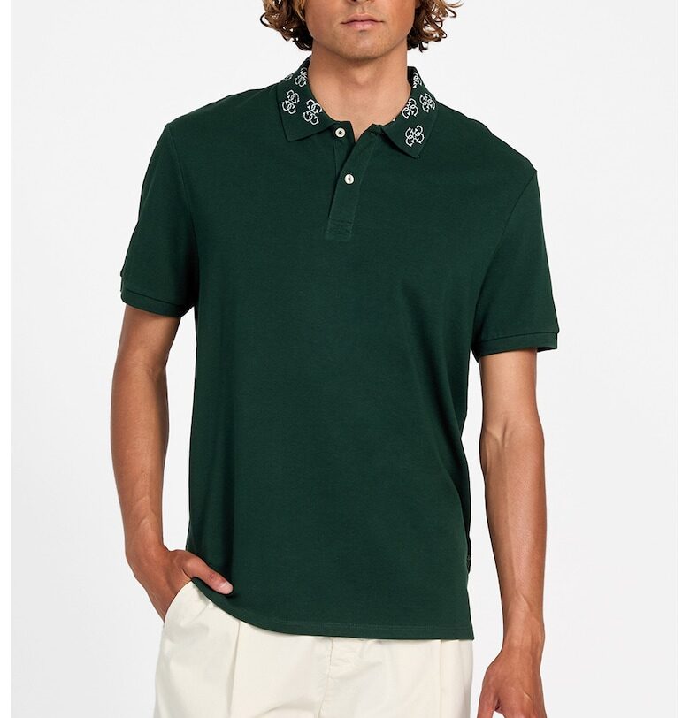 Тениска с лого на яка GUESS