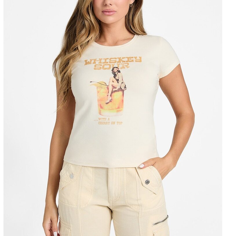Тениска с модал с графична шарка GUESS