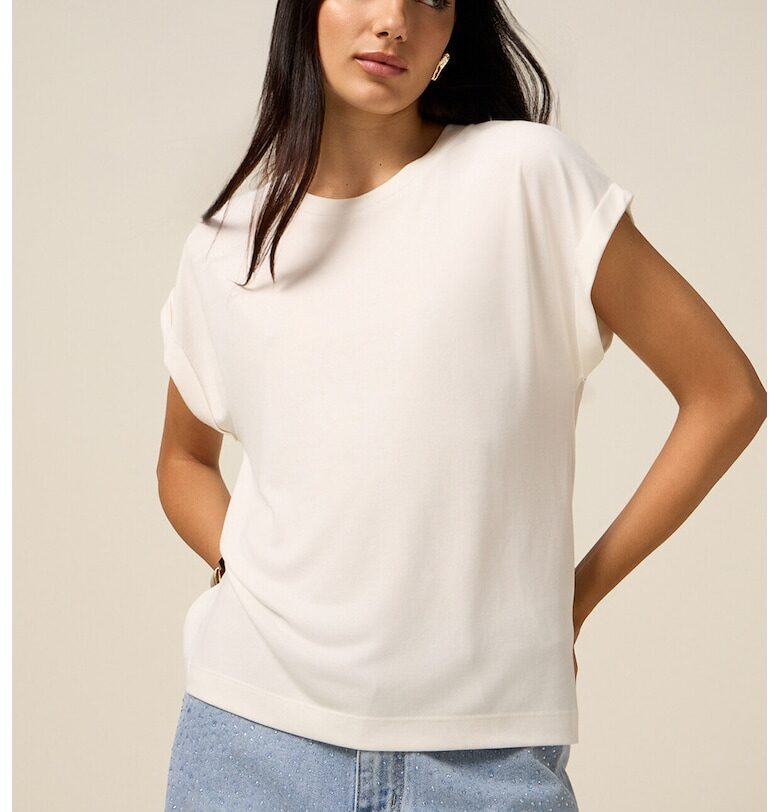 Тениска с модал с навити ръкави Oltre