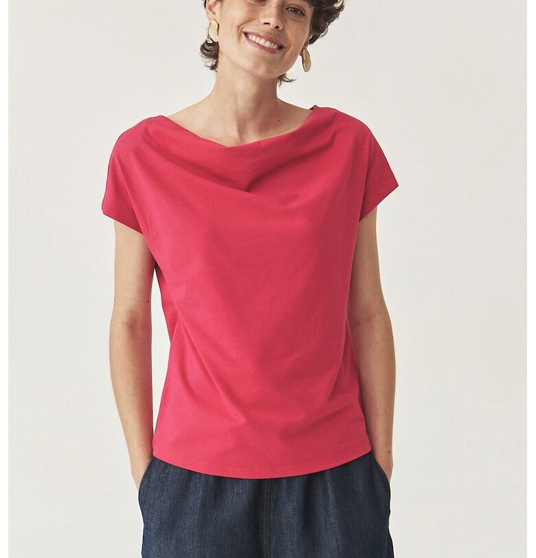 Тениска с модал с овално деколте - Ягодово червено - Tatuum