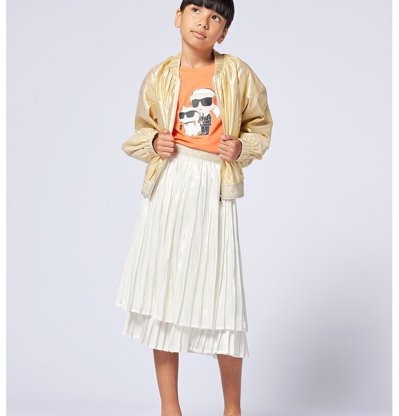 Тениска с модал с овално деколте и шарка KARL LAGERFELD KIDS