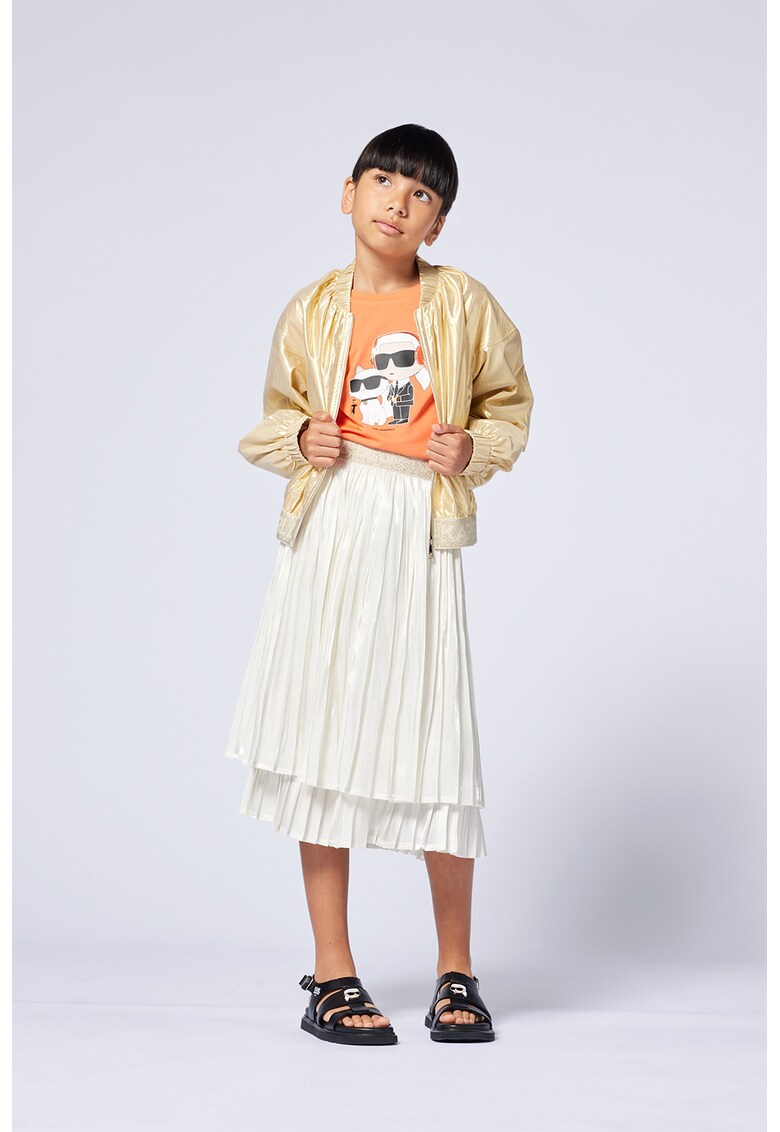 Тениска с модал с овално деколте и шарка KARL LAGERFELD KIDS