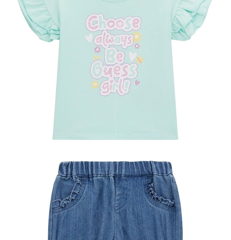 Тениска с набирания и къси дънки - 2 части GUESS KIDS