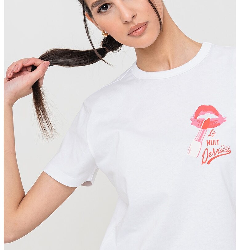 Тениска с овално деколте и графика HUGO